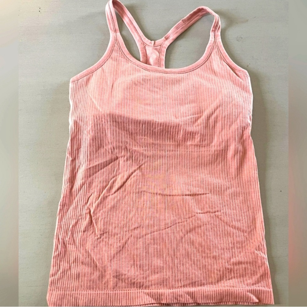 Lululemon ebb to street peach color tank top size 8